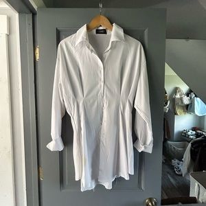 Long sleeve poplin shirt dress